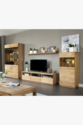 Modern nappali fal tölgy tömörfa és furnér, Helsinki stílusú